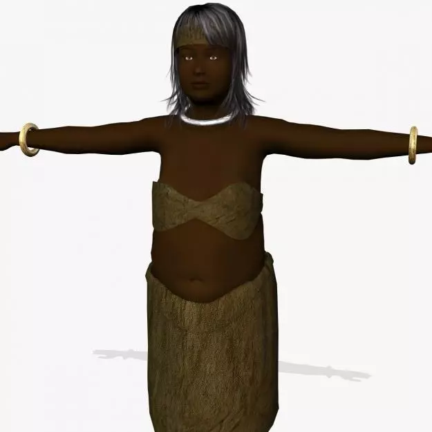 Affrican Villagers Girl A25 3D model_0