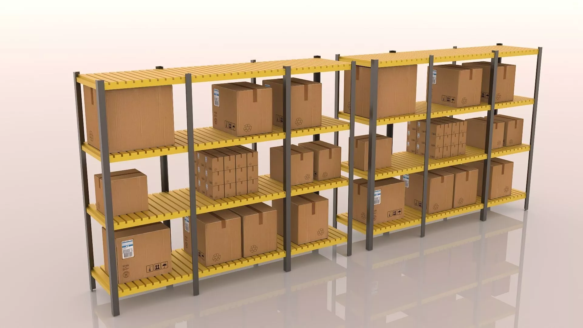 Warehouse storage rack Low-poly 3D model