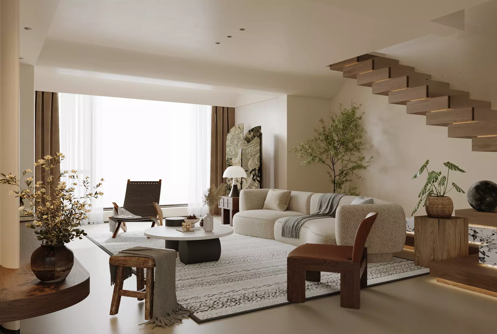 modern light luxury living room 3D model