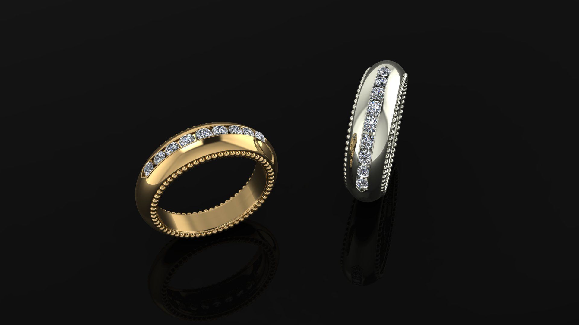Wedding diamond ring 128 3D print model_1