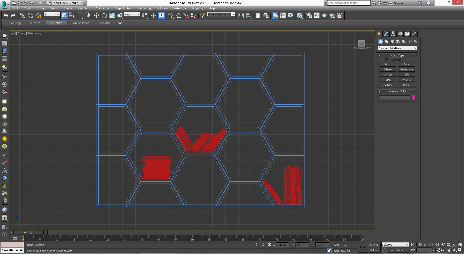 The contemporary  bookcase with hexagonal doors 3D model_2