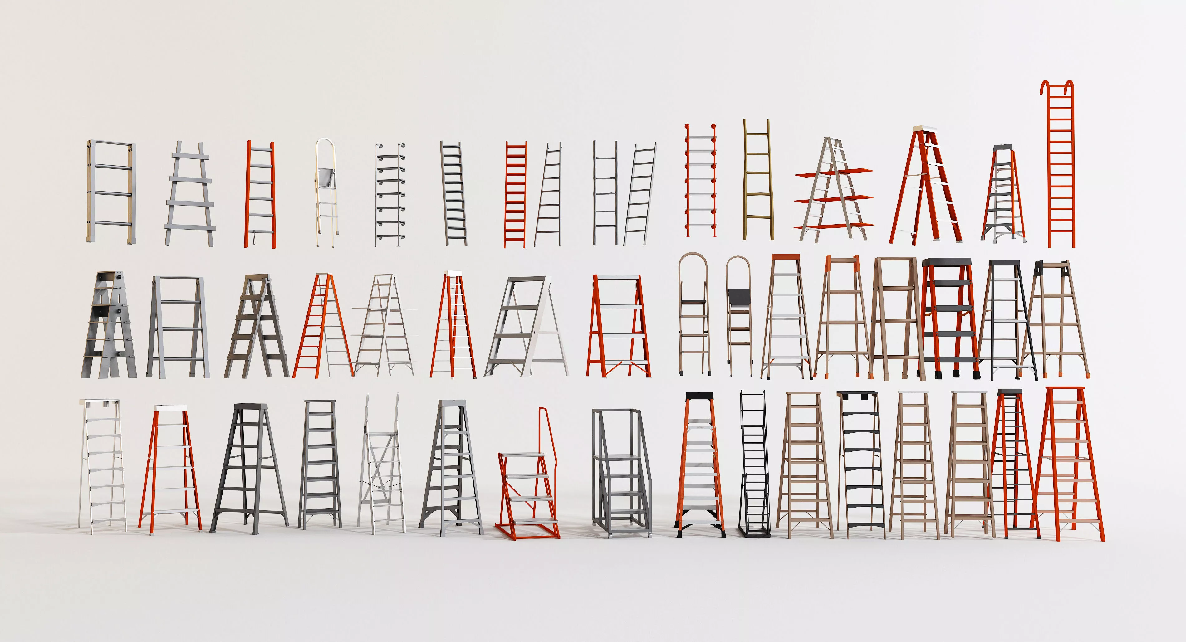 Industrial Ladders Collection Pack Low-poly 3D model