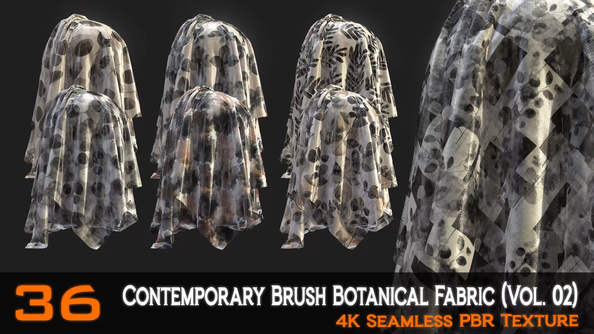 36 Contemporary Brush Botanical Fabric Patterns Vol 02 Texture