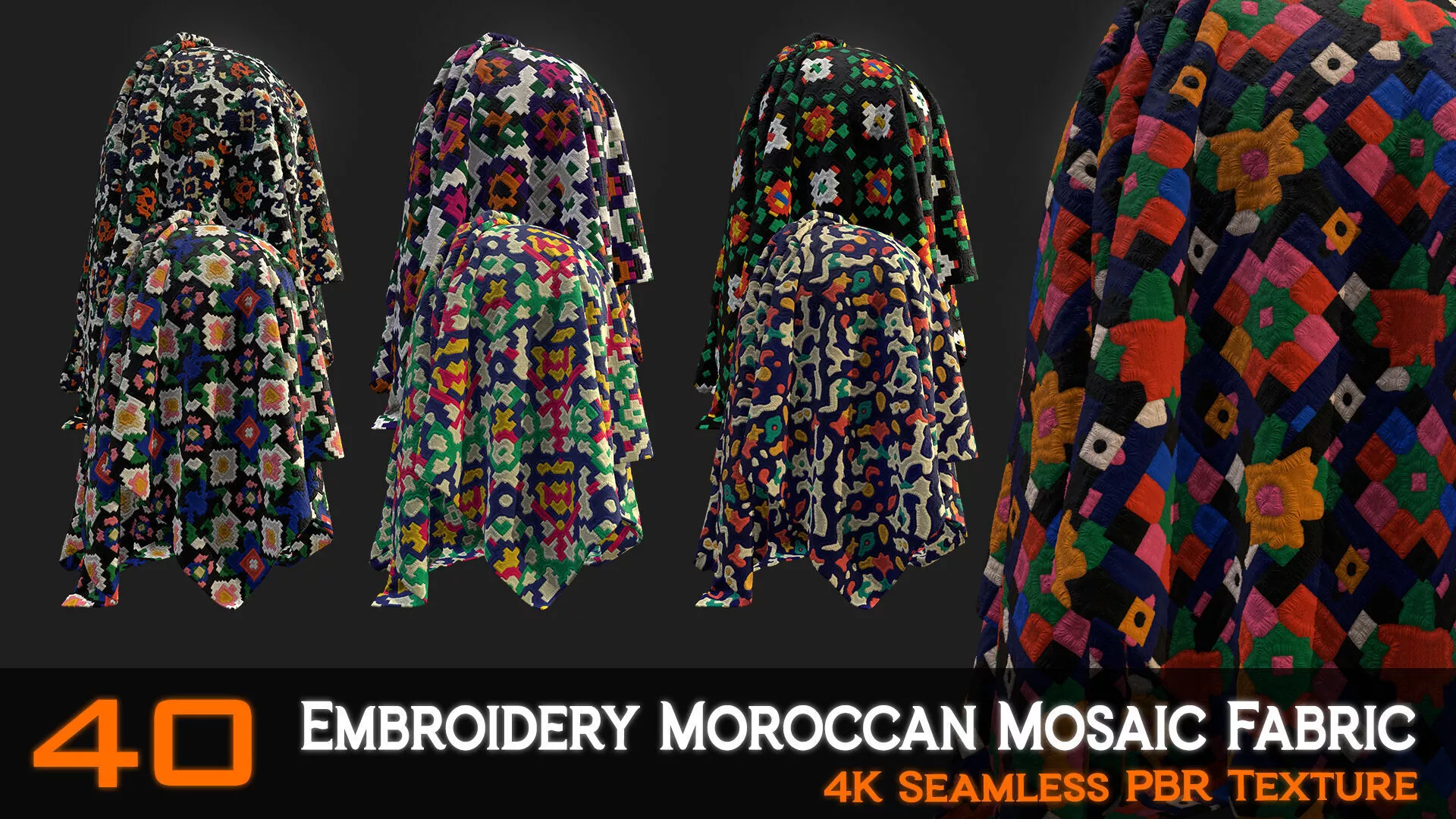 40 Embroidery Moroccan Mosaic Fabric Patterns Texture