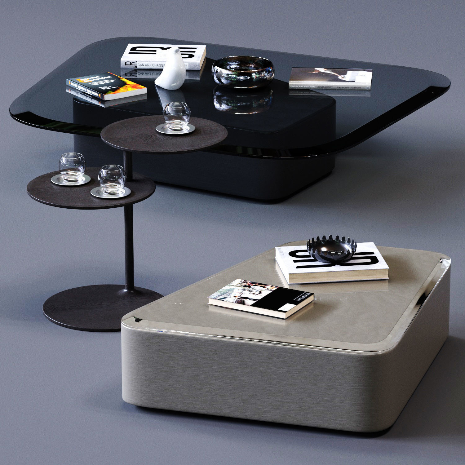MolteniC Coffee Table Set Low-poly 3D model_2