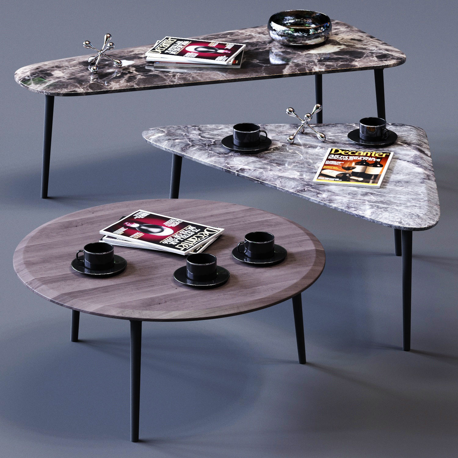 MolteniC Coffee Table Set Low-poly 3D model_1