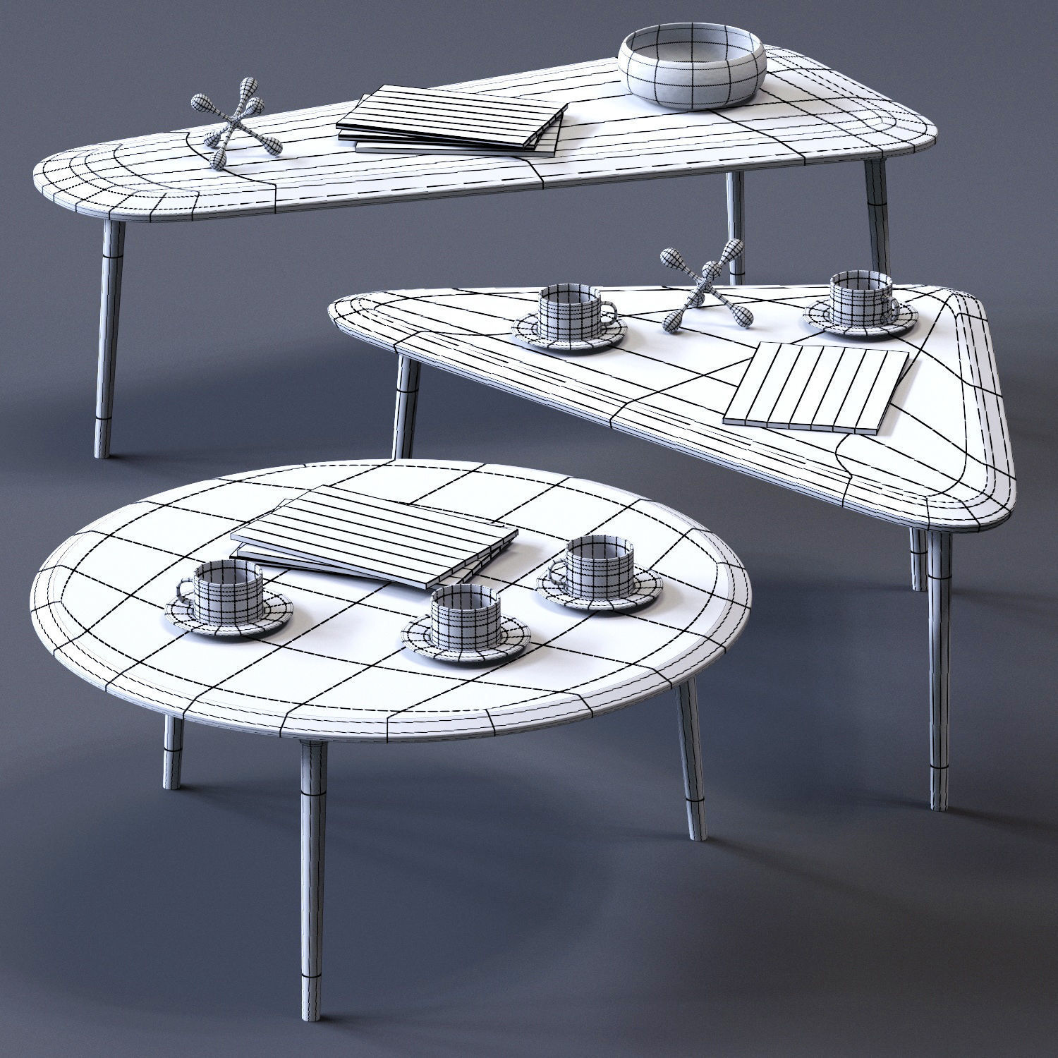 MolteniC Coffee Table Set Low-poly 3D model_4