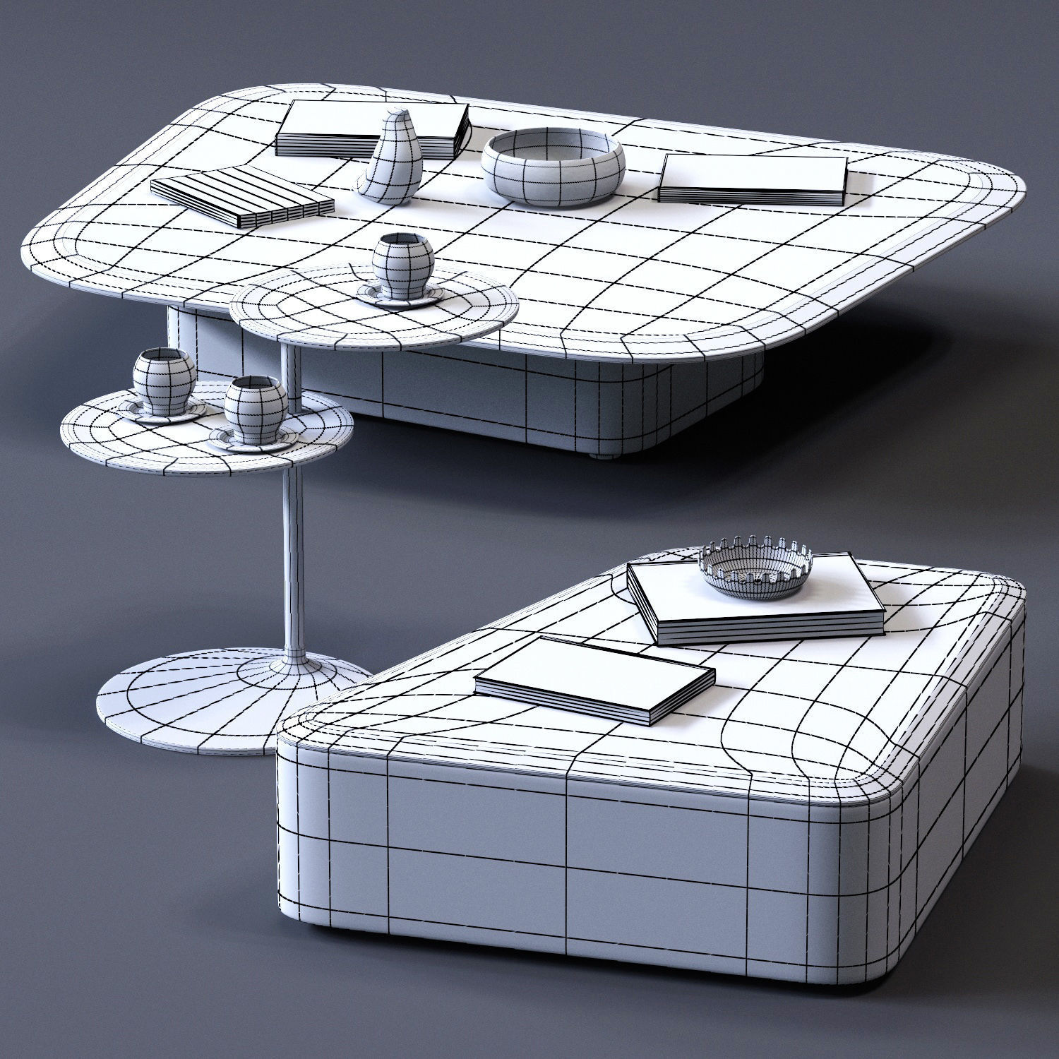 MolteniC Coffee Table Set Low-poly 3D model_3