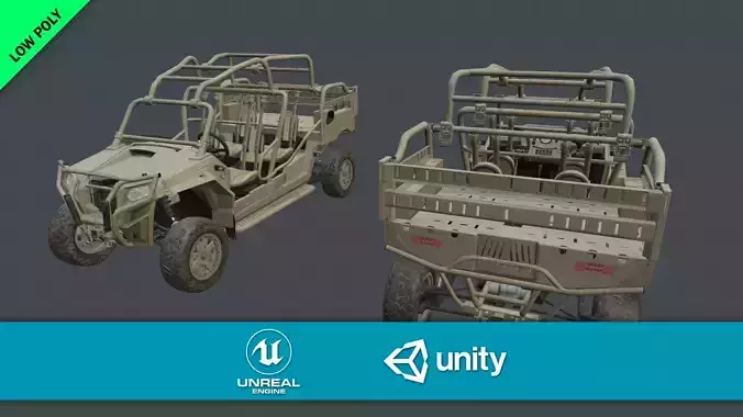 Polaris MRZR 4 Low Poly Low-poly 3D model