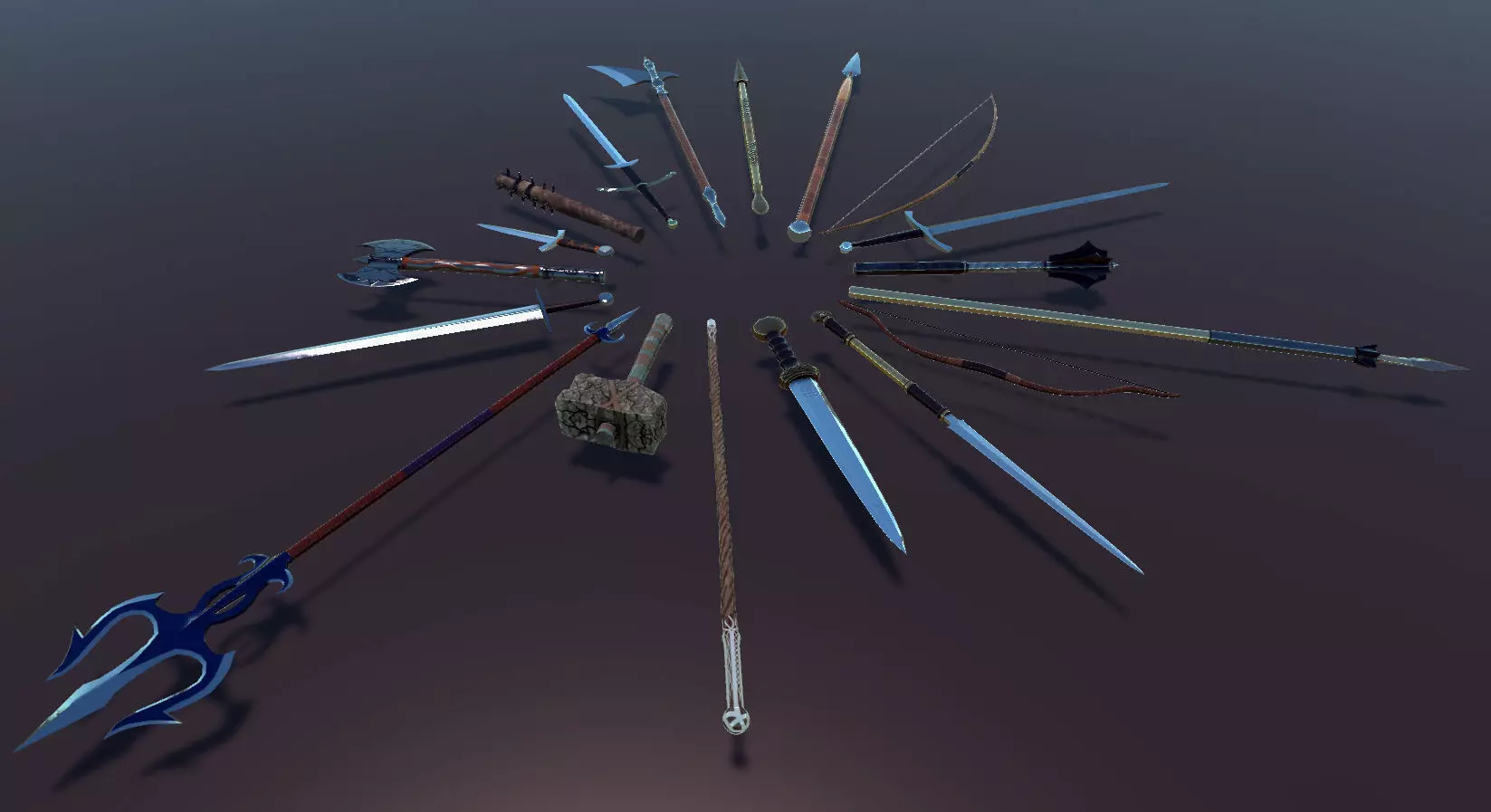 PBR RPG Weapon Collection Set Low-poly 3D model_0