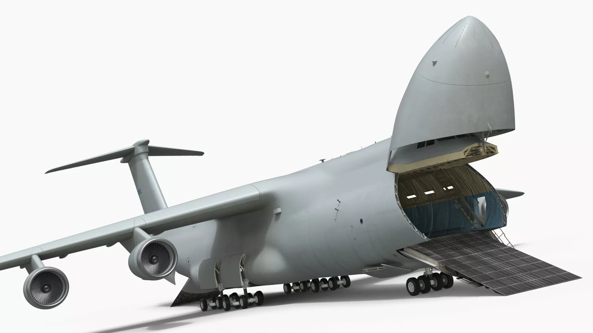 Heavy Air Transport Jet Grey with Interior Rigged for Cinema 4D 3D model