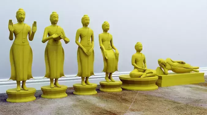 Buddha five statues