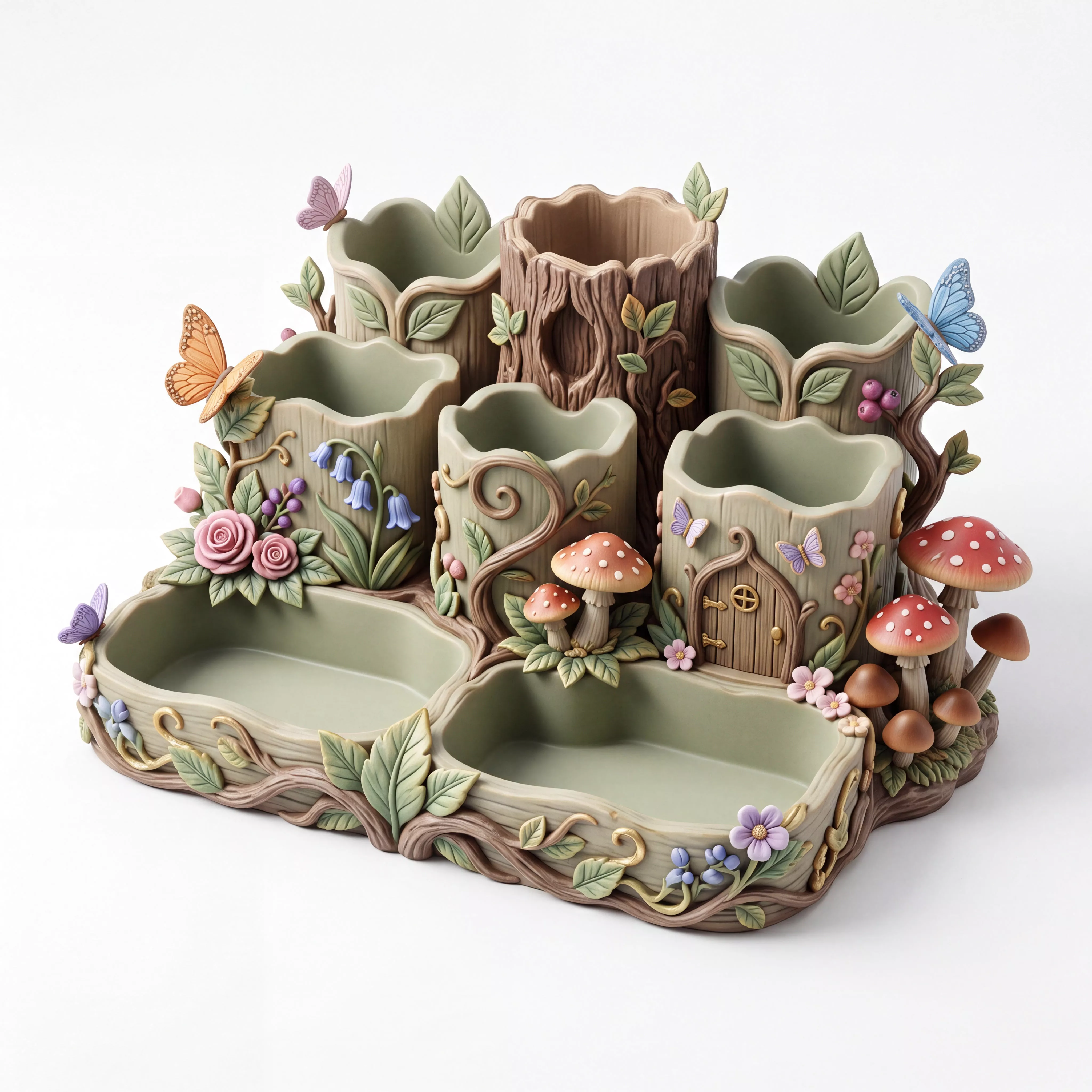 Fantasy Woodland Desk Organizer and Pen Holder 3D print model