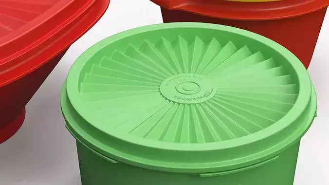 Tupperware Conical Food Container Vintage 3D model 4