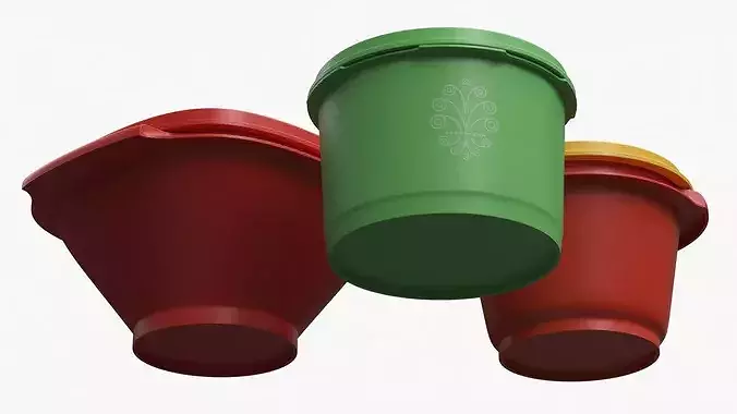 Tupperware Conical Food Container Vintage 3D model 7