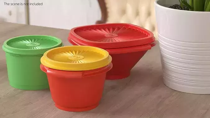 Tupperware Conical Food Container Vintage 3D model 2