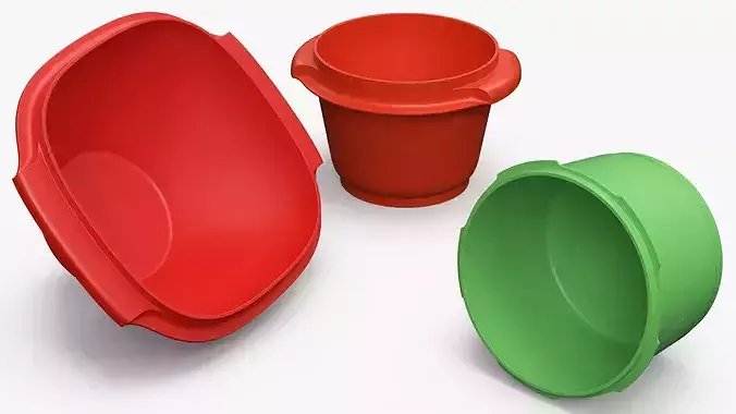 Tupperware Conical Food Container Vintage 3D model 5