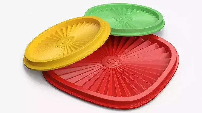 Tupperware Conical Food Container Vintage 3D model 6