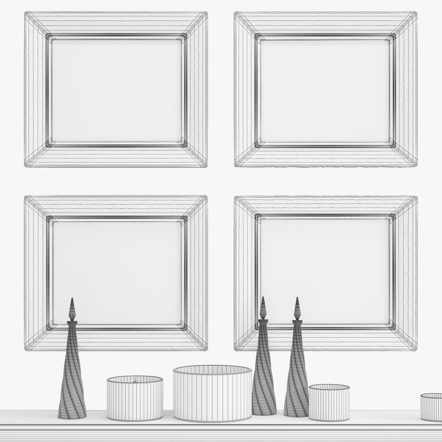 Fireplace set 1 mantel with two teddy bears 3D model_9