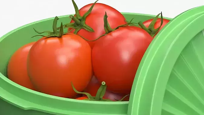Fresh Cherry Tomatoes in Plastic Container 3D model 4