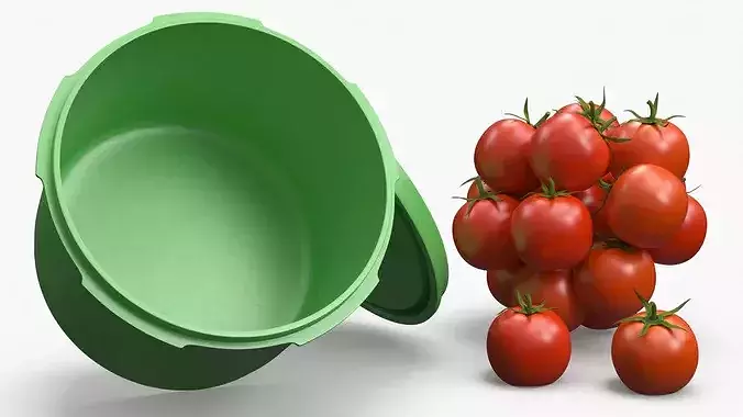 Fresh Cherry Tomatoes in Plastic Container 3D model 6