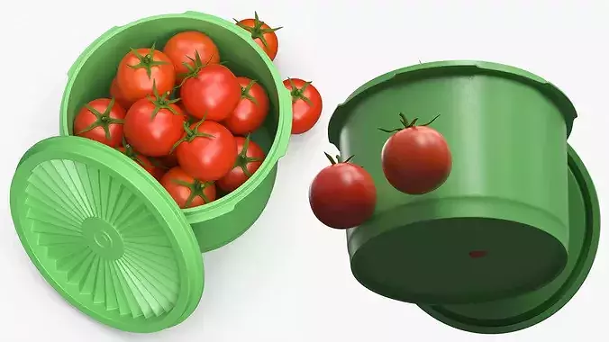 Fresh Cherry Tomatoes in Plastic Container 3D model 5