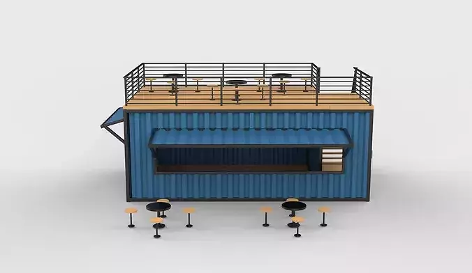 container Kiosk 01 3D model 2