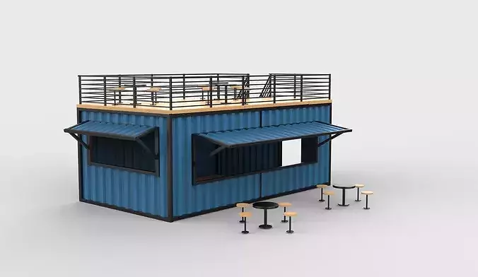 container Kiosk 01 3D model 5