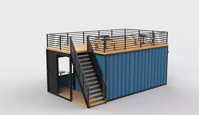 container Kiosk 01 3D model 4
