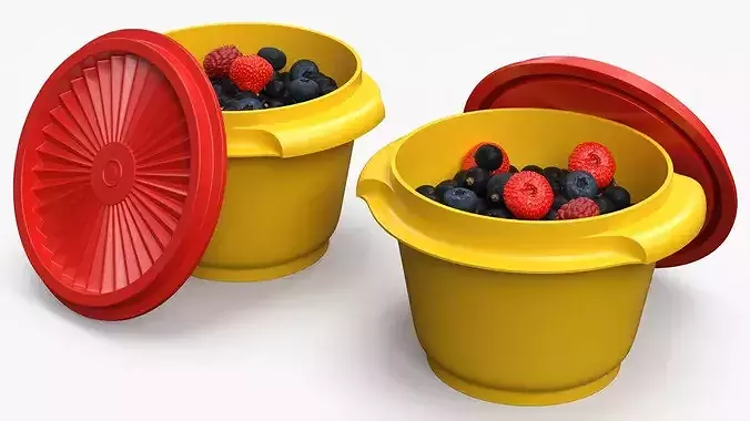 Fresh Mixed Berries in Plastic Container 3D model 3