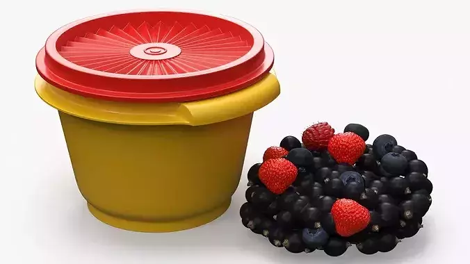 Fresh Mixed Berries in Plastic Container 3D model 6