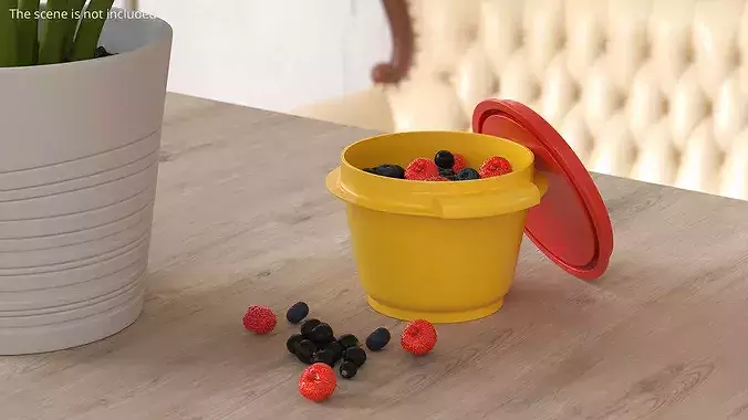 Fresh Mixed Berries in Plastic Container 3D model 2
