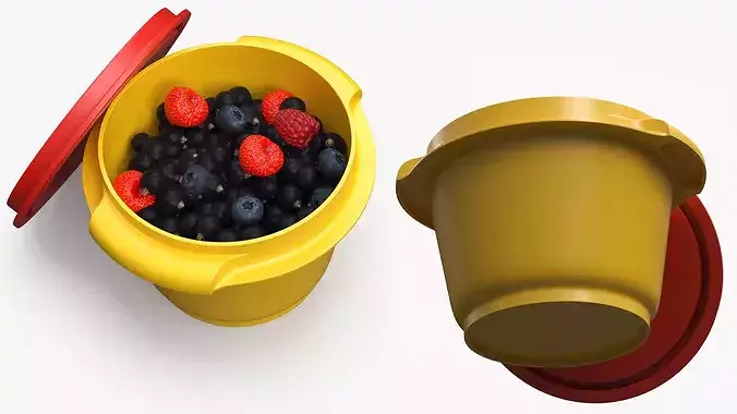 Fresh Mixed Berries in Plastic Container 3D model 4