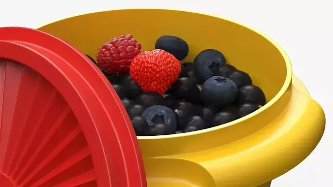Fresh Mixed Berries in Plastic Container 3D model 5