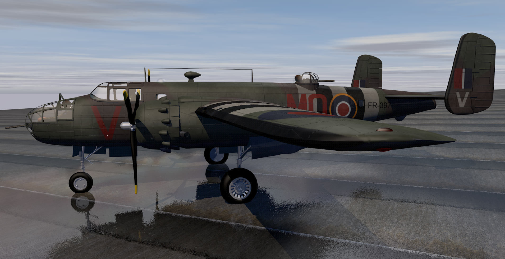 North American Mitchell Mk-2 - RAF 3D model_1