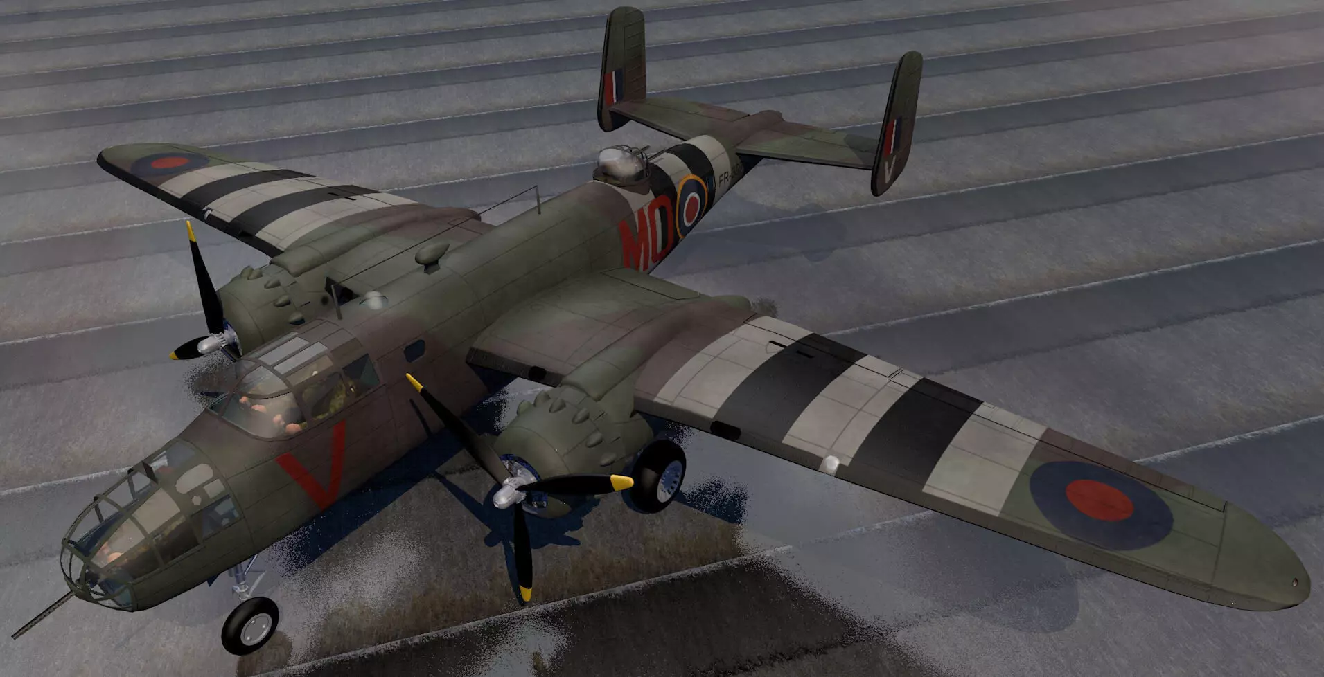 North American Mitchell Mk-2 - RAF 3D model_0