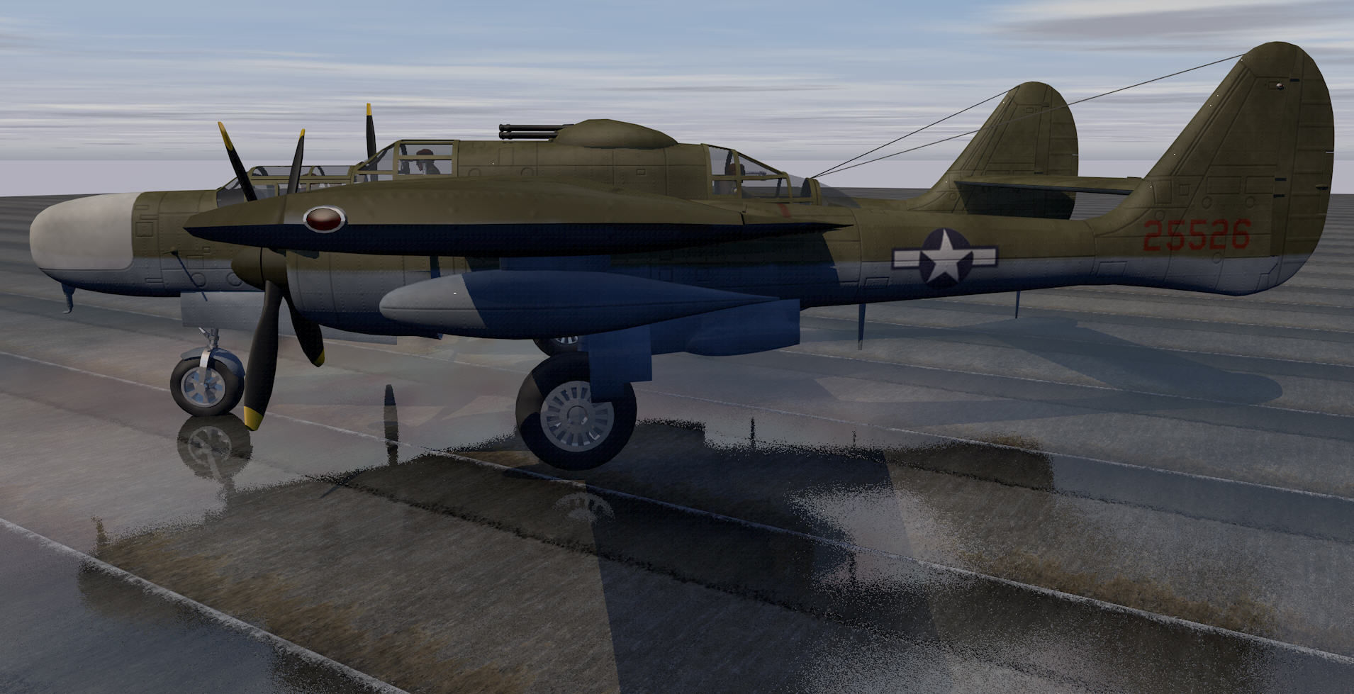 Northrop P-61A Black Widow 3D model_10