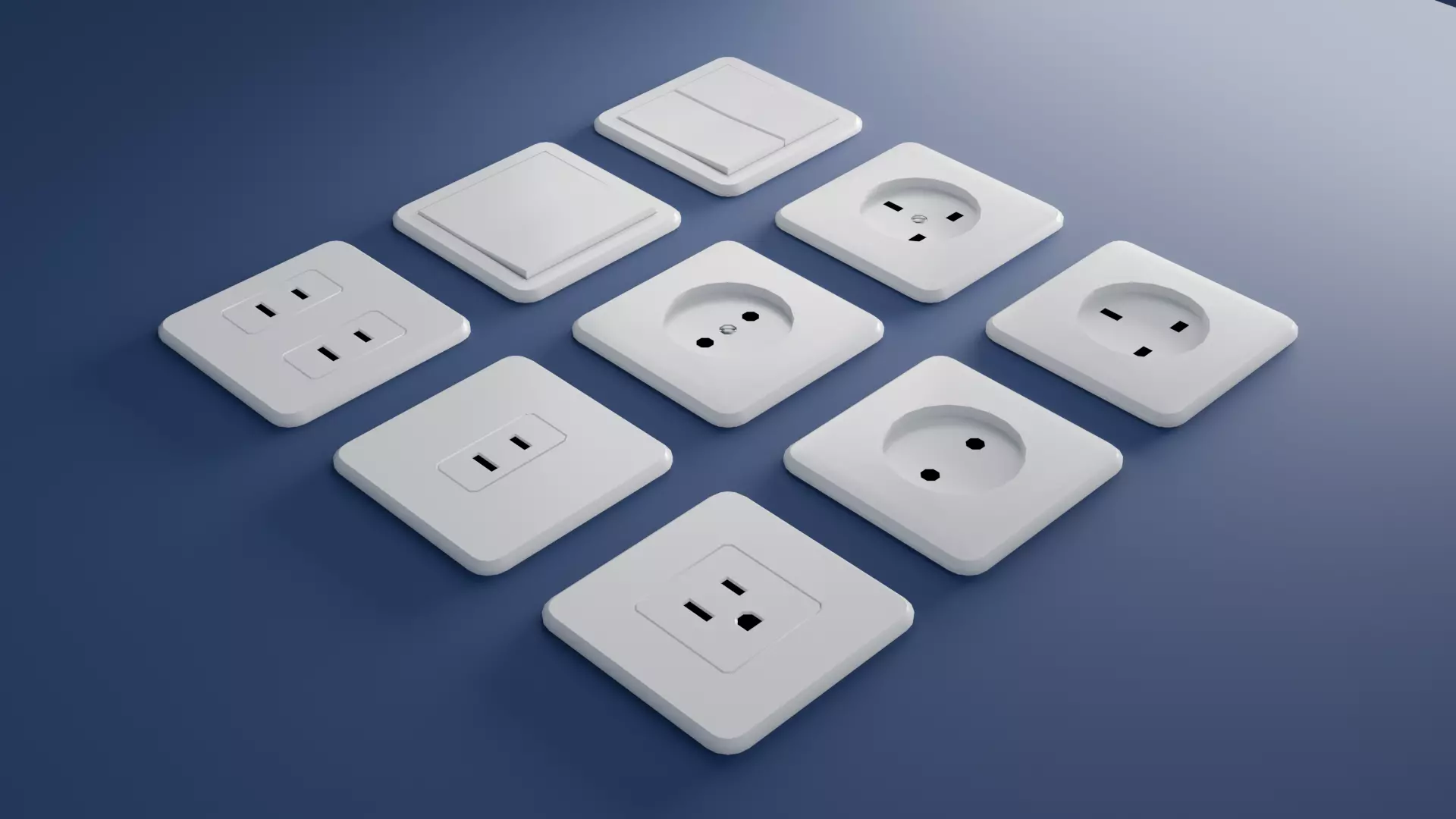 Sockets and Switches Pack 1 Free low-poly 3D model
