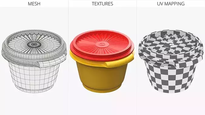 Vintage Compact Food Storage Bowl 3D model 6