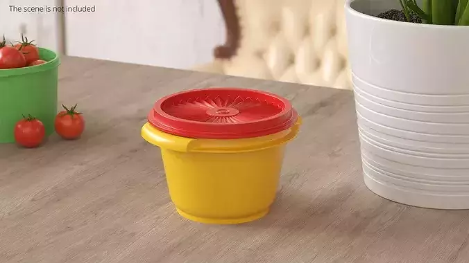 Vintage Compact Food Storage Bowl 3D model 2