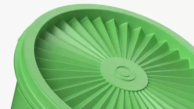 Vintage Food Storage Bowl Green 3D model 3