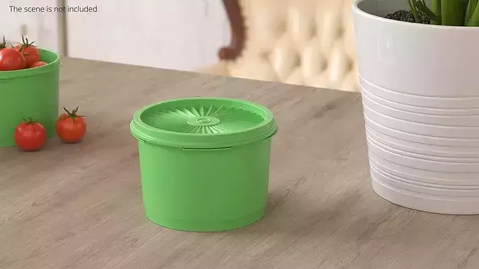 Vintage Food Storage Bowl Green 3D model 2