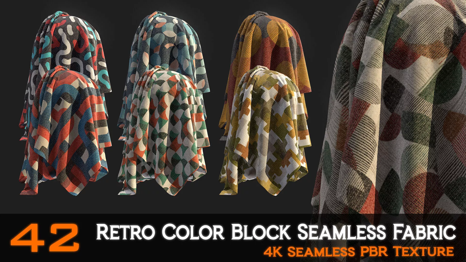 42 Retro Color Block Seamless Fabric Texture