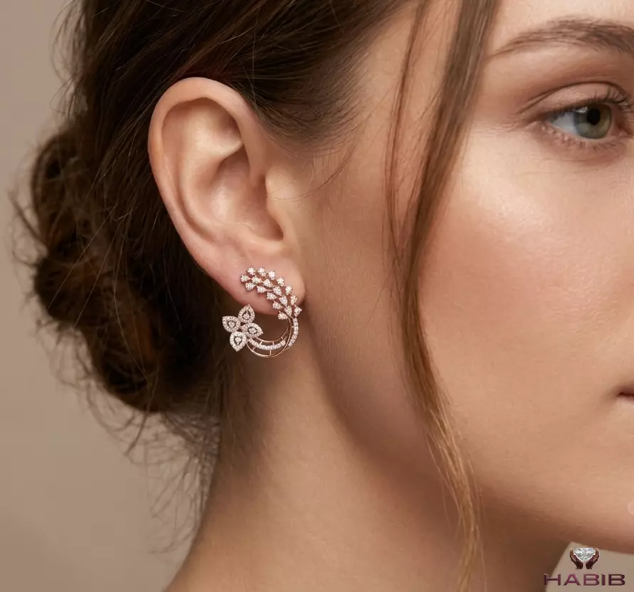 Luxury Floral Ear Cuff Earrings Jewelry CAD 3D print model