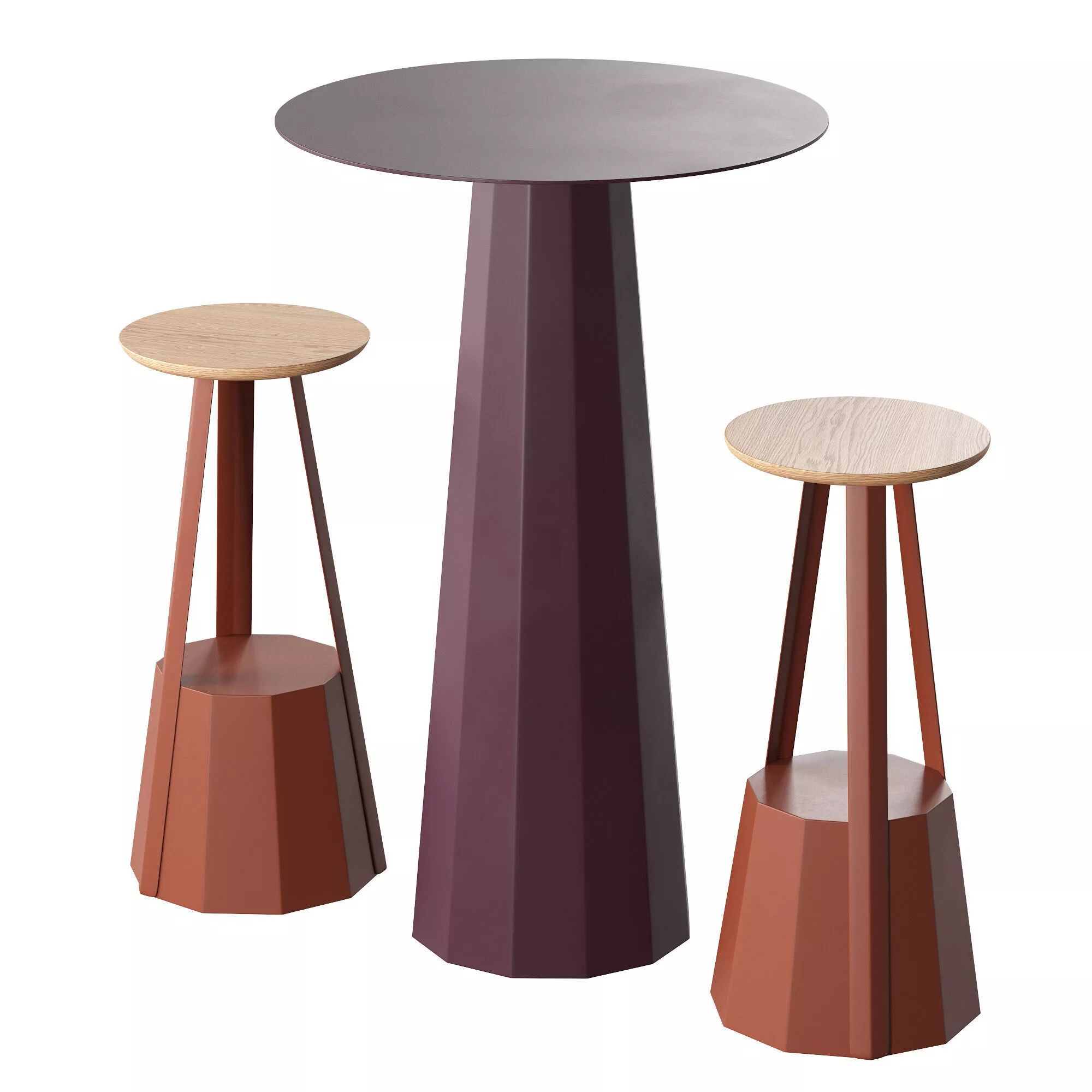 High Bar Table and Stools Set - Ankara Style 3D model