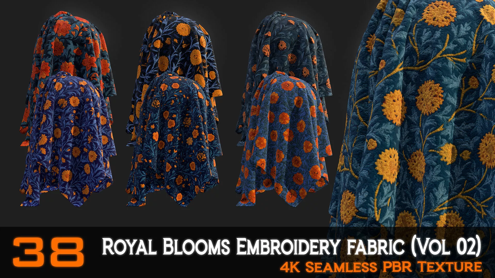 38 Royal Blooms Textile Patterns Vol 02 Texture