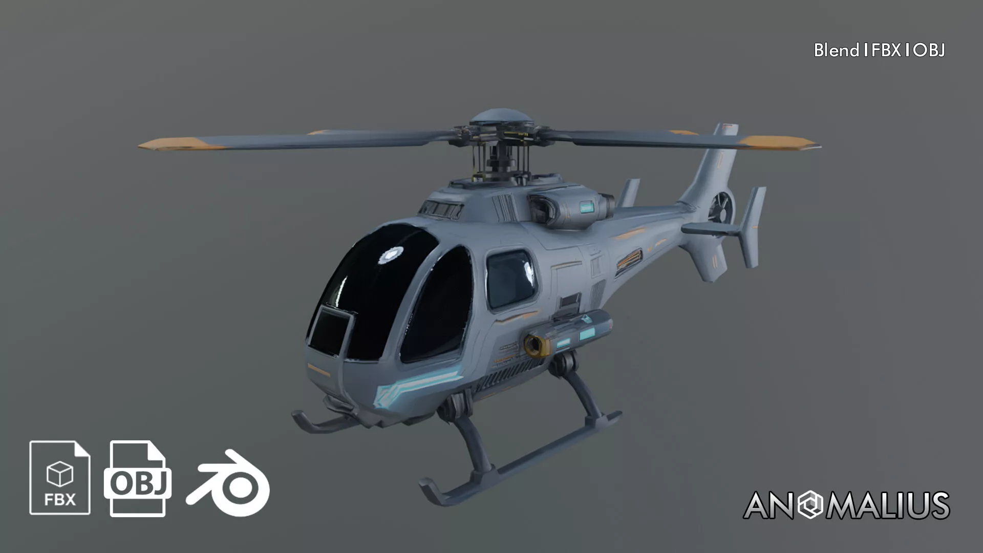 scifi helicopter 3D model