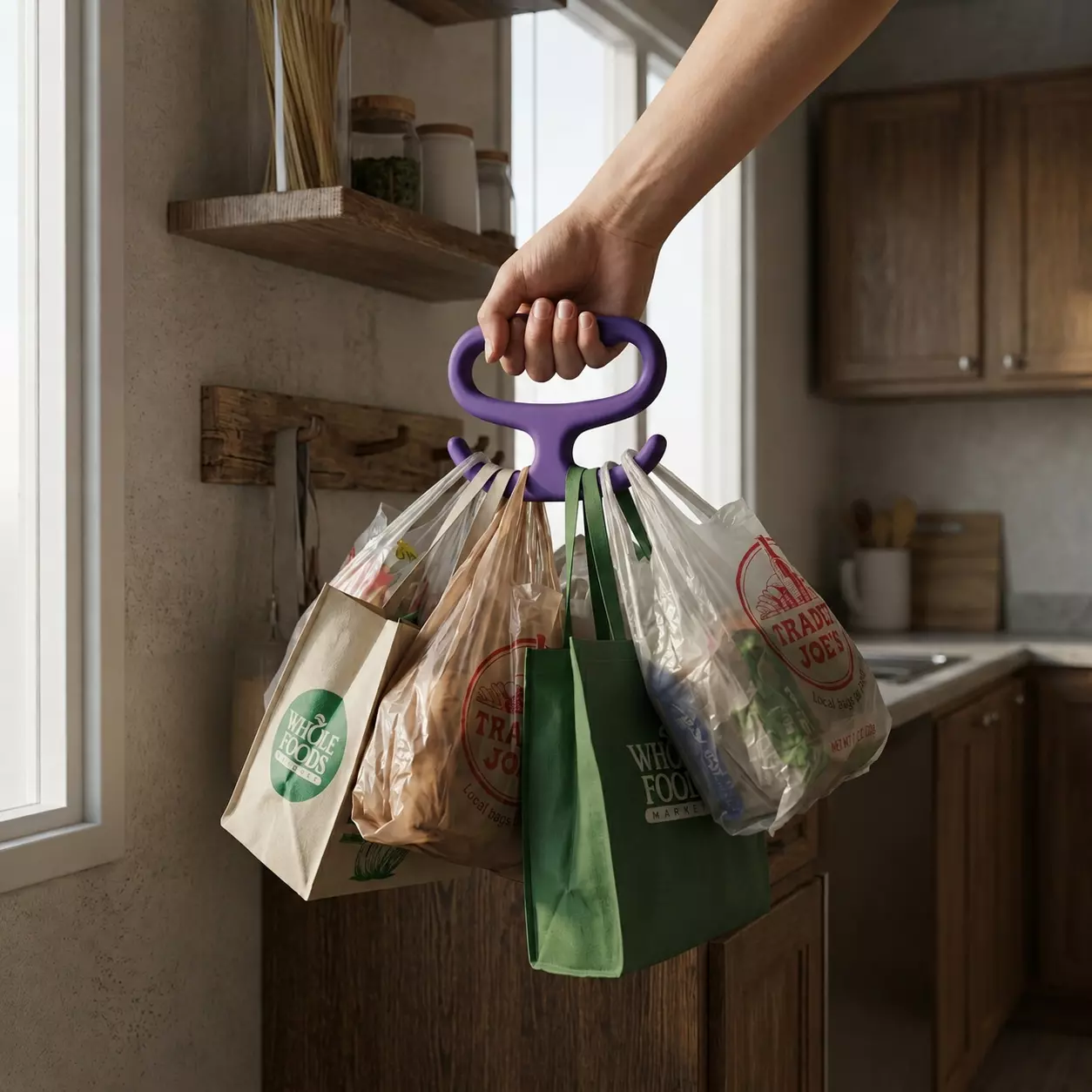 Ergonomic Grocery Bag Carrier Handle 3D Print STL 3D print model