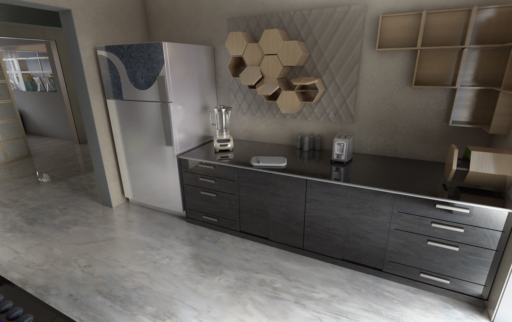 FREE furniture with Bedroom and hall model Low-poly 3D model_1