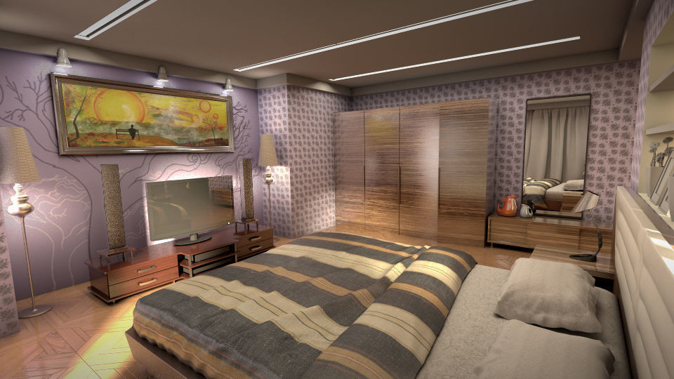 FREE furniture with Bedroom and hall model Low-poly 3D model_5